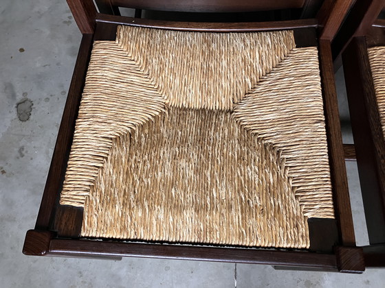 Image 1 of 6 Stühle Binsen Wenge Brutalist Mid Century