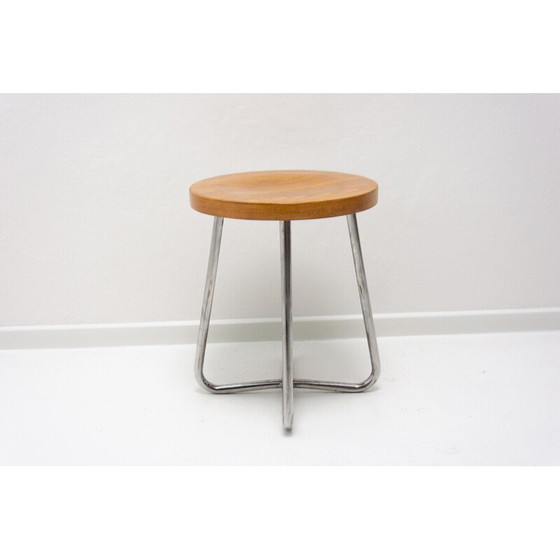 Image 1 of Tabouret tubulaire Bauhaus vintage de Robert Slezák, Tchécoslovaquie, années 1930