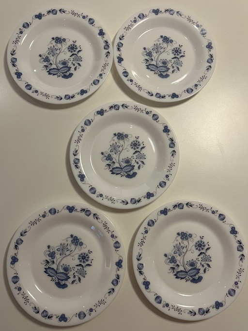 5 Retro-Vintage-Teller „Blaue Zwiebel“ (19 cm)
