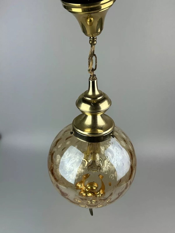 Image 1 of 60er 70er Jahre Deckenlampe Hängelampe von Glashütte Limburg Germany Space Age