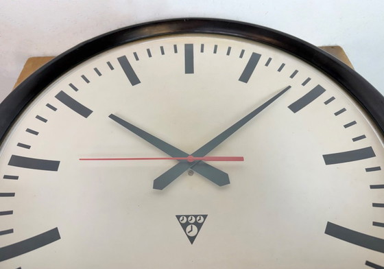 Image 1 of Large Industrial Bakelite Factory Wall Clock from Pragotron, 1950s