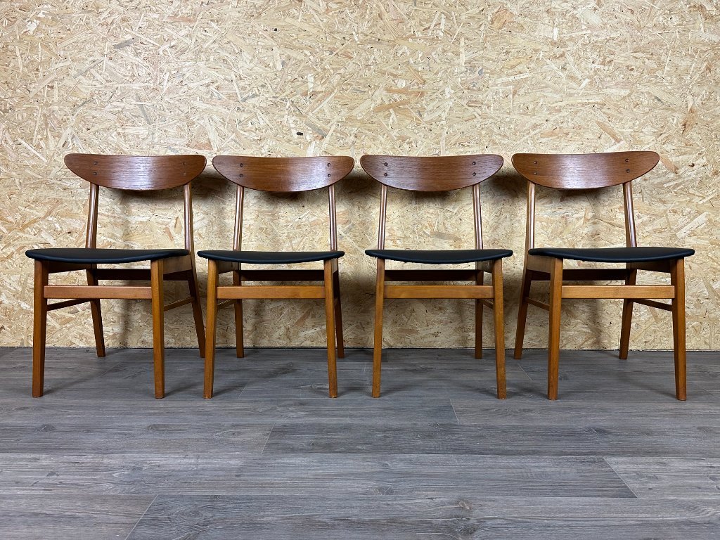 4x 60s 70s Teak Chairs Dining Chair Farstrup Denmark Design