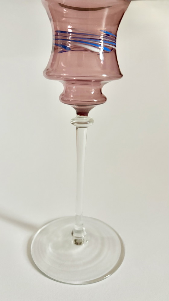 Elegante Mid-Century Glaskunst-Kelchvase – Mundgeblasen & Filigran (Lauscha um 1960/1970) – Vasen (photo 6 of 6)