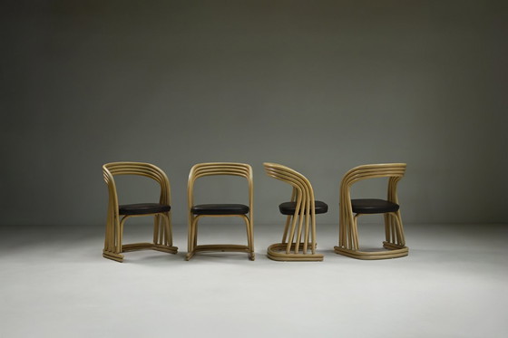 Image 1 of Set of 4 rattan dining chairs, 1980s Italy.