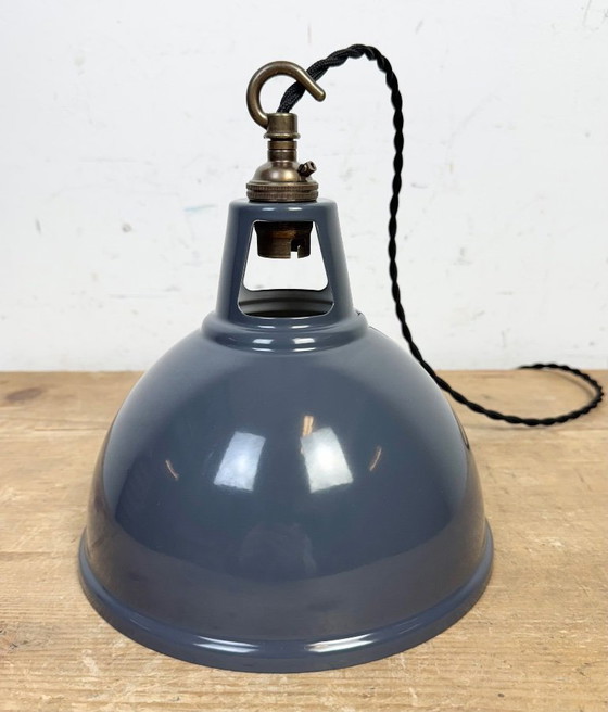 Image 1 of Lampada a sospensione vintage industriale verniciata in grigio, anni 2000