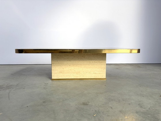 Tavolino da caffè vintage in travertino e ottone, anni '70 – Tavolini da caffè (photo 9 of 11)