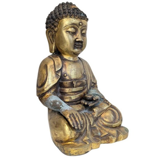Old Chinese Bronze Shakyamuni Buddha – Early 20th Century – decoratieve objecten (photo 2 of 9)