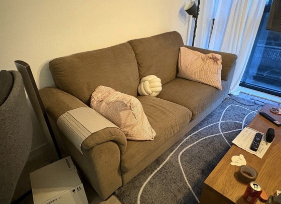 Graues 3-Sitzer Sofa, 3-5 Sitzer Sofas, Baumwolle, Stoff (Foto 3 von 5)