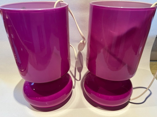 Magnifique ensemble de 2 Lampes Vintage IKEA Lykta Mushroom - Fuchsia/Violet (années 90)