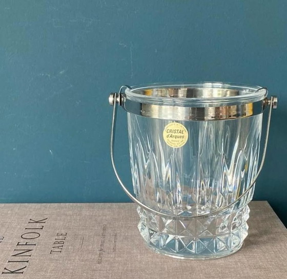 Image 1 of Cristal d’Arques Paris vintage kristal met rvs ijsemmer