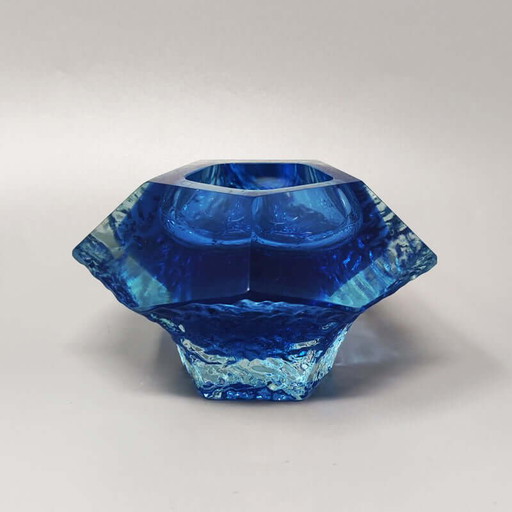 Aschenbecher aus blauem Muranoglas von Flavio Poli für Seguso, 1960er Jahre