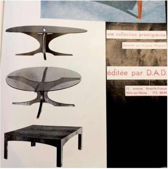 Image 1 of Table Basse Hugues Poignant, Teck et Marbre, 1960