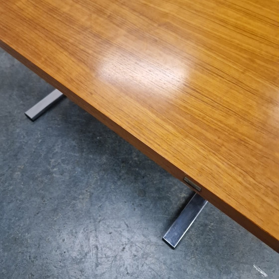 Image 1 of Vintage vierkante eettafel bureau en salontafel in 1 stuk !!!