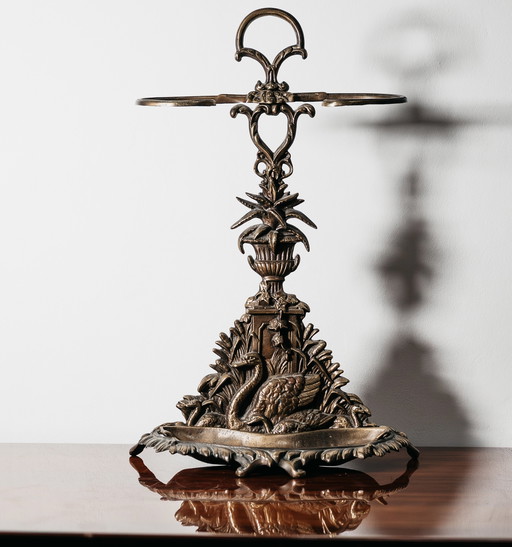 Art Nouveau Brass Umbrella Stand, France, 1960s, Vintage Design