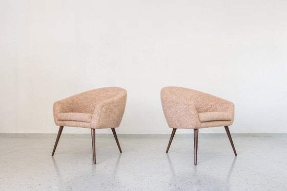 Image 1 of Roze vintage schelpfauteuils van LFM, Polen, jaren 70, set van 2