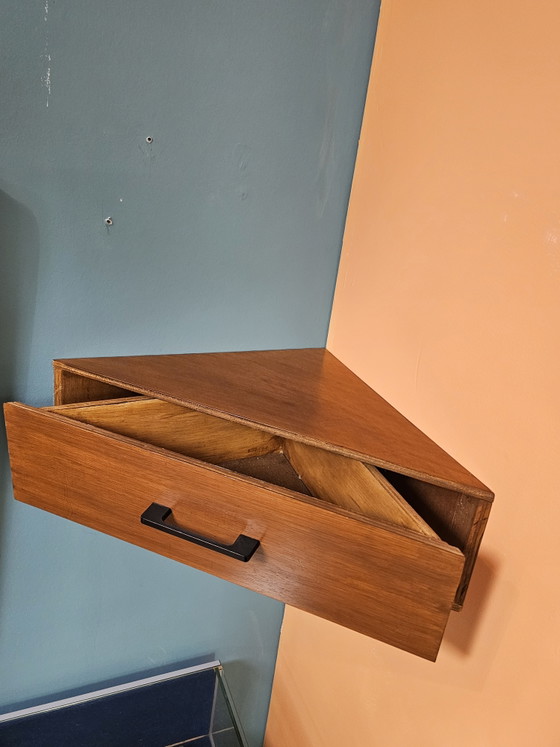 Comodino Angolare a Parete Flottante Vintage Mid-Century – Comodini, Iron, Wood (photo 6 of 11)