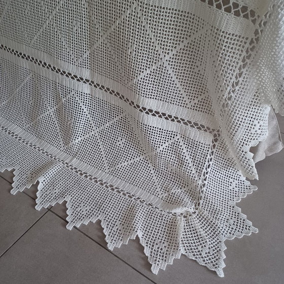 Image 1 of Copriletto vintage. Fatto a mano all&#39;uncinetto. Cotone. 210 cm x 190 cm.