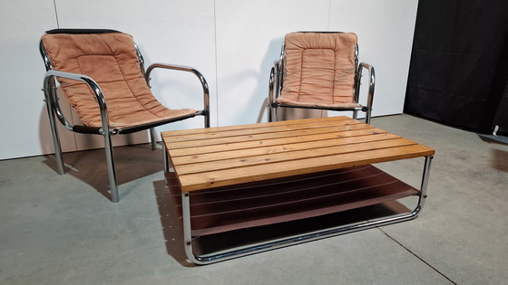 Image 1 of Chrome tubular frame armchairs