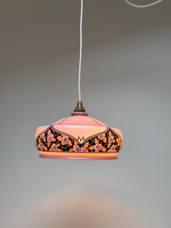 Image 1 of Vintage floral pendant lamp with warm glow 