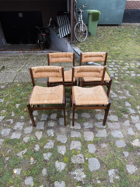 Image 1 of Stoelen Wengé hardhout en rotan (4)