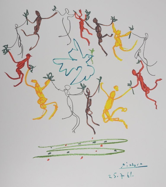 Pablo Picasso: Danza de la paz, Círculo de la juventud, Litografía firmada – Litografías y grabados, Paper (photo 3 of 8)