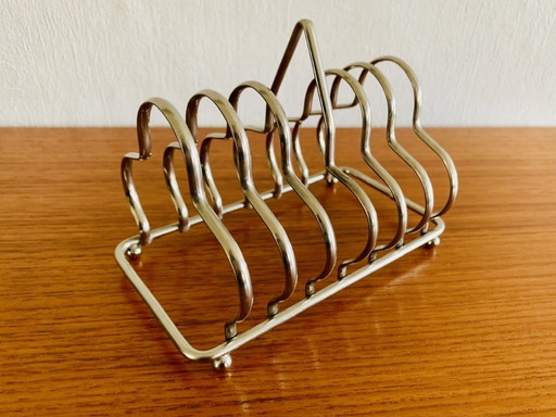Porta toast Art Déco, placcato argento, per 6 fette, anni '30