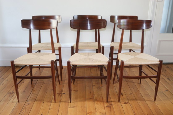 Image 1 of Rare série de 6 chaises vintage corde italienne Eredi Marelli, 1950