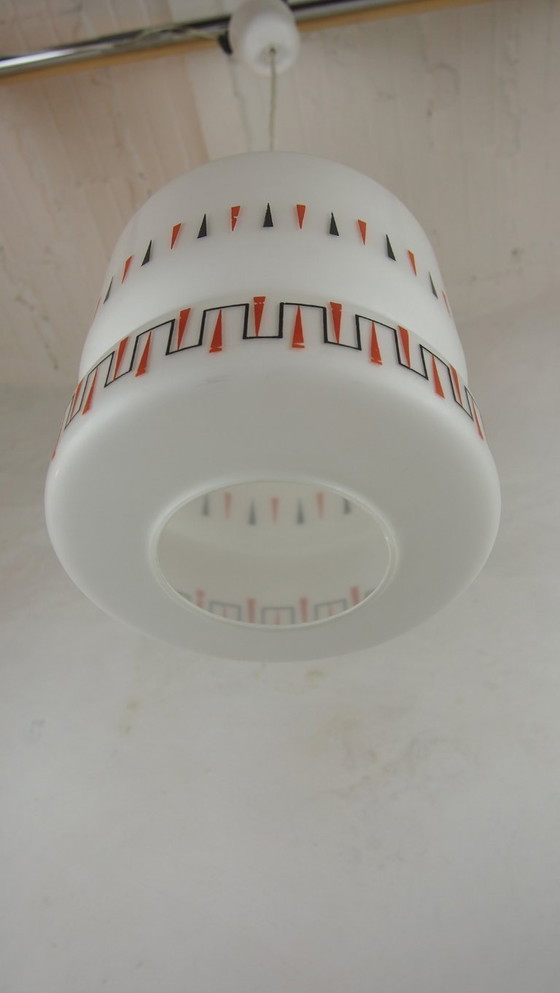 Image 1 of Lampada a sospensione vintage in opalino, lampada da soffitto moderna di metà secolo, francese, anni '60, Lunel