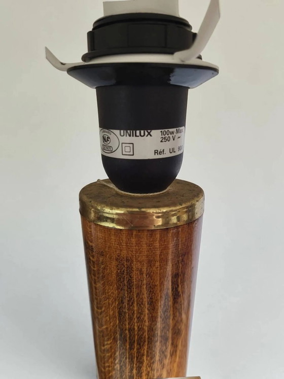 Unilux Design Mazda Lamp 1960s – Table lamps, Wood, Cotton, Vintage (photo 5 of 10)