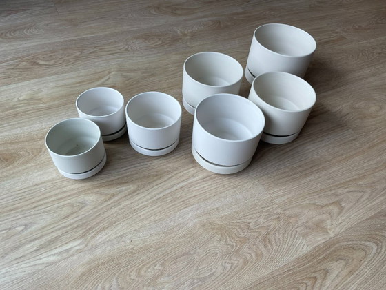 Image 1 of Vari vasi da fiori beige vintage, Arabia con piattino, Richard Lindh