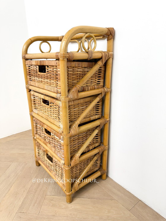 Image 1 of Cassettiera vintage in rattan, quattro cassetti