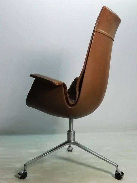 Image 1 of Sedia da ufficio in pelle Kill FK67 Icone 1967 Fabricius Kastholm Tulip a 3 gambe Knoll