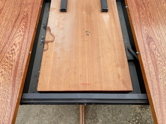 Image 1 of Scandinavian extendable round teak table, 115cm diameter, 152cm length, an70