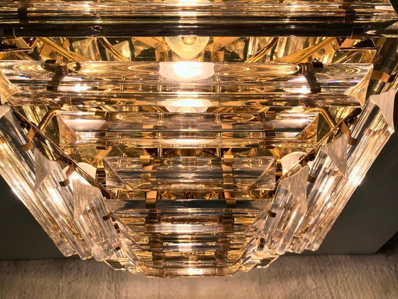 Image 1 of Plafonnier ceiling lamp with triedri glass rods, 70s 80s Hollywood Regency Venini style