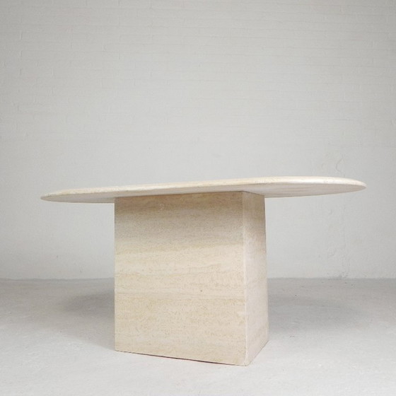 Image 1 of Mid-Century travertine coffee table with oval top, 1970s