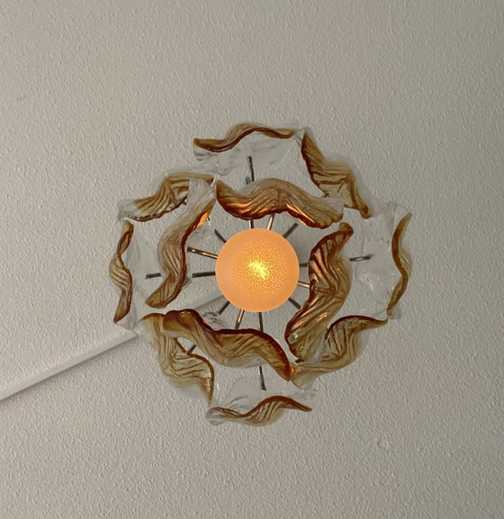 Image 1 of Vintage Frozen leaves hanglamp 70’s