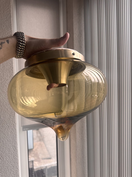 Mid-Century 70er Jahre tropfenförmige Lampe von Dijkstra – Pendelleuchten, Glass, Metal (photo 6 of 8)