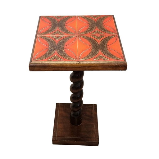 Mesa de azulejos vintage francesa – plantentafel, Wood, Ceramic