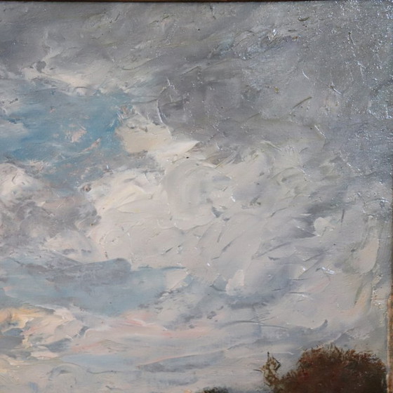 Image 1 of Olieverfschilderij op paneel, Landschap met begroeiing, gesigneerd V. Bussolino, Italië, 19e eeuw.