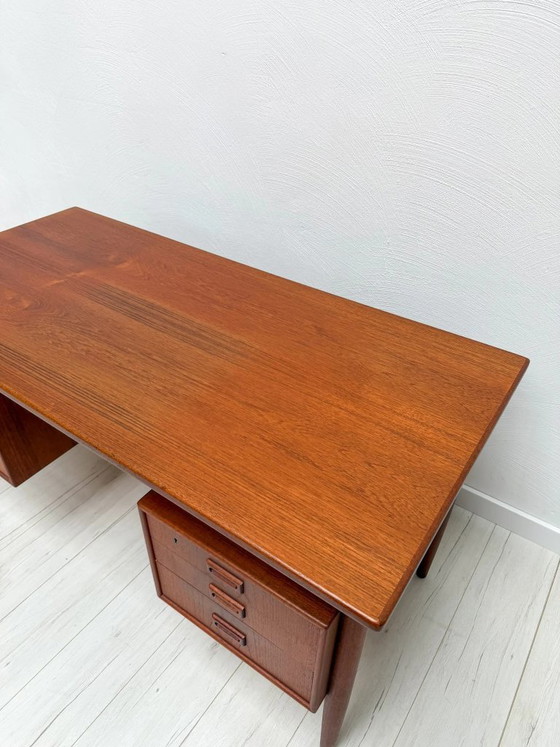 Image 1 of Vintage Danish Teak Executive Desk, Mid-Century Modern Writing Desk, 1960s