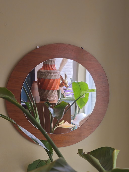 Vintage Ronde Spiegel Teak Teakfineer