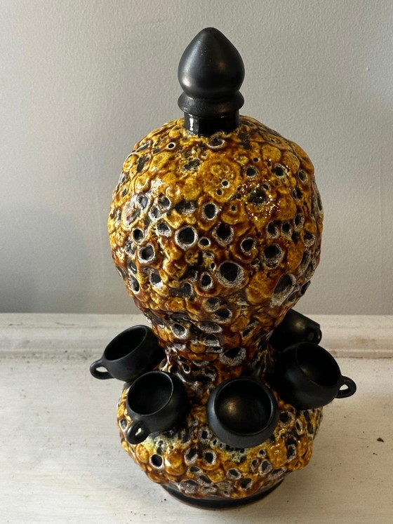 Émaux des Dunes enamelled ceramic liqueur set – 70s – Glass & Decanter, Vintage (photo 3 of 14)