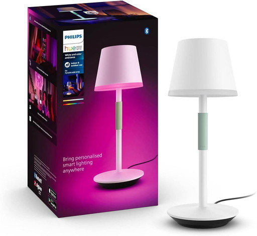 Philips White and Color Ambiance, lampe à poser portable Hue Go Portable, compatible Bluetooth, 370 lm, 16 millions de couleurs