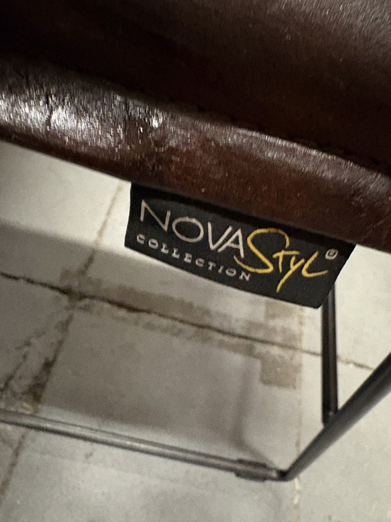4 NovaStyl Collection Brown Leather Dining Chairs – Metal (photo 13 of 15)