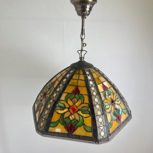 Tiffany-style stained glass pendant light – 40 cm diameter