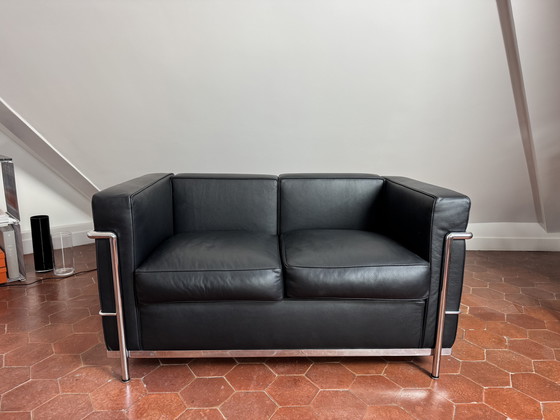 Image 1 of Set da soggiorno di design – Pelle nera e acciaio