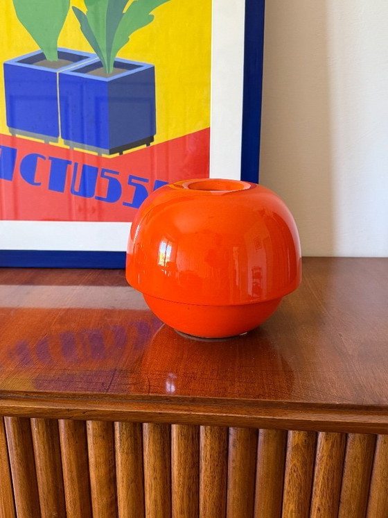 Image 1 of Vase en céramique orange de l'ère spatiale, Sicart Italie vers 1970
