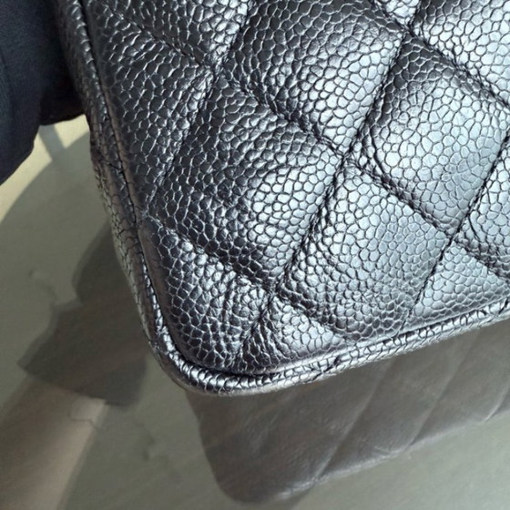 Image 1 of Chanel Seasonal Two-Tone Flap - Caviar 28CM Quilted Black Gold Hardware Series 21