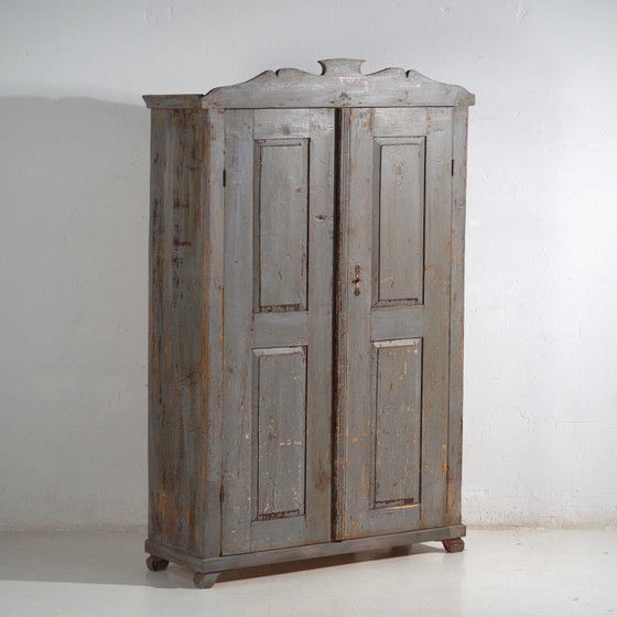 Rustic Painted Wooden Wardrobe, Central Europe, circa 1900–1920 (photo 10 of 40)