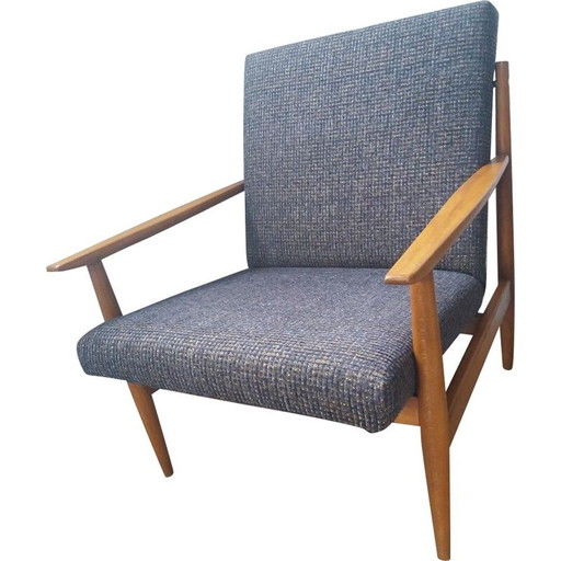 Poltrona vintage scandinava blu, anni '50